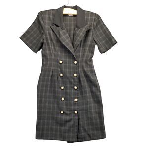 Vintage Evanna Sport Jacket Double Breasted Womens Size 6P Green Check